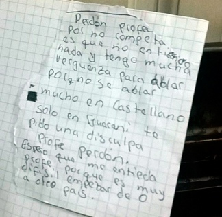 Mediante una carta, un joven guaraní se disculpó por su 